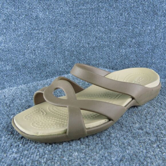 Crocs Women Slide Sandal Shoes Size 10 Medium‎ Brown Synthetic - Picture 1 of 9